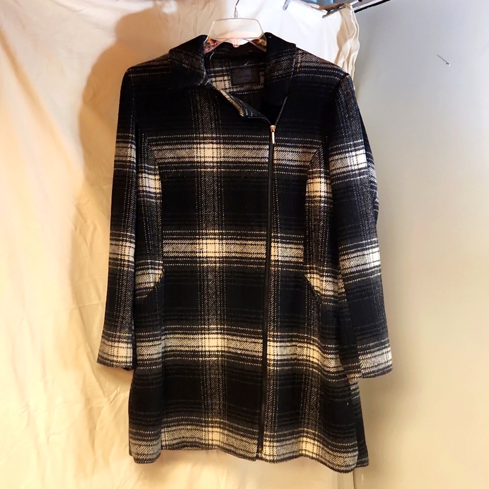 Lee Cooper Asymmetric Zipper Wool Blend Mid length Coat sz 16